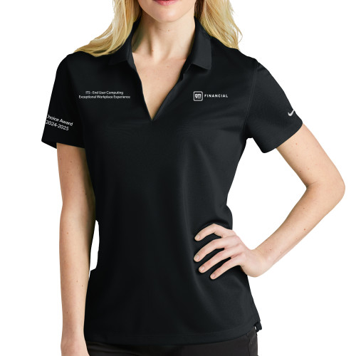 Nike Womens Black Dri Fit Micro Pique Polo-GM Financial Horizontal