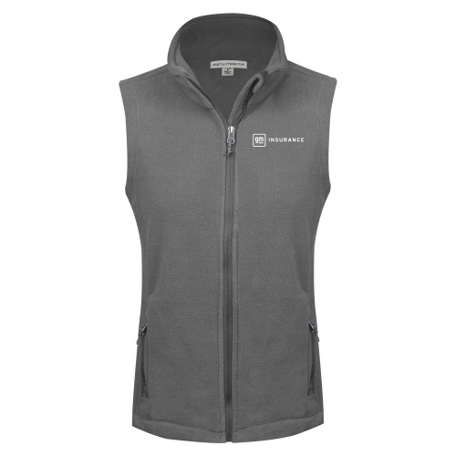 Womens Charcoal Fleece Full Zip Vest-General Motors Insurance