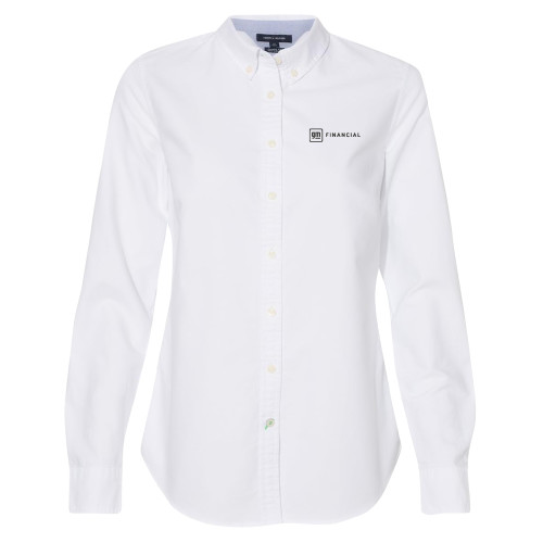 Womens Tommy Hilfiger White Solid Oxford Shirt-GM Financial Horizontal