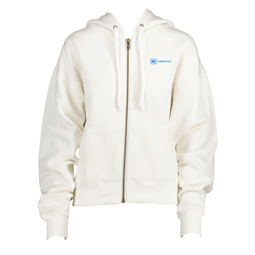 ENZA Womens White Boxy Full Zip Hood-GM Financial Horizontal