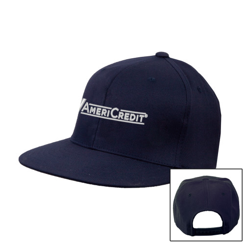 Navy Flat Bill Snapback Hat-AmeriCredit