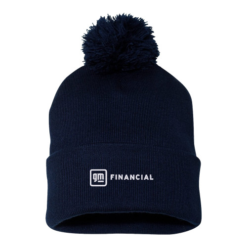 Sportsman Navy Pom Pom Cuffed Beanie-GM Financial Horizontal