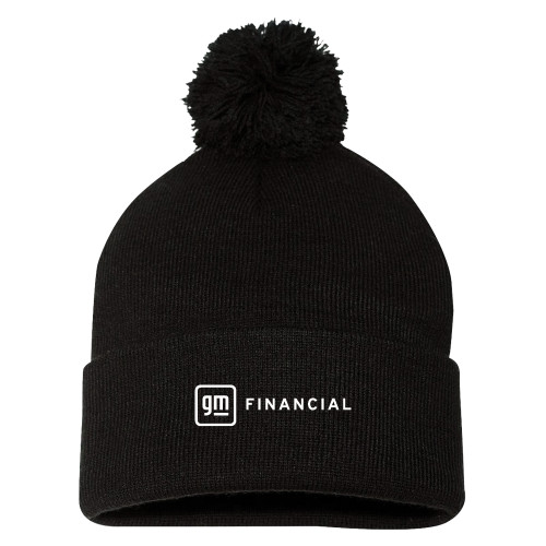 Sportsman Black Pom Pom Cuffed Beanie-GM Financial Horizontal