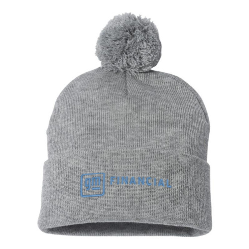 Sportsman Heather Grey Pom Pom Cuffed Beanie-GM Financial Horizontal