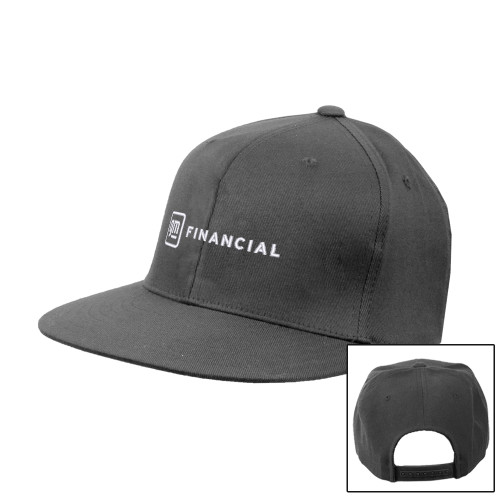 Charcoal Flat Bill Snapback Hat-GM Financial Horizontal