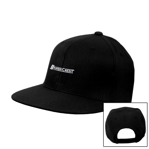 Black Flat Bill Snapback Hat-AmeriCredit