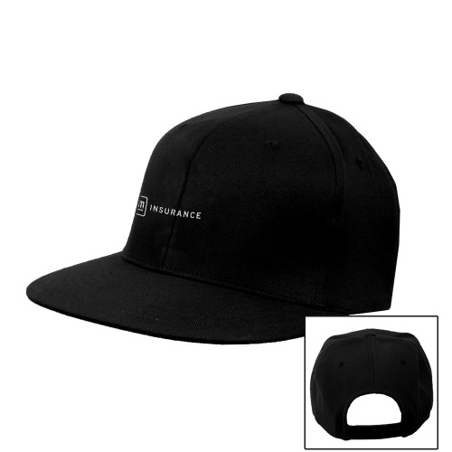 Black Flat Bill Snapback Hat-General Motors Insurance