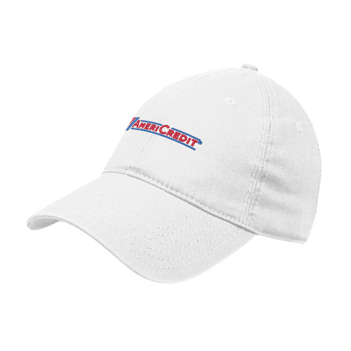 White Unstructured Adjustable Low Profile Hat-AmeriCredit