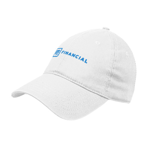 White Unstructured Adjustable Low Profile Hat-GM Financial Horizontal