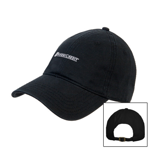 Black Unstructured Adjustable Low Profile Hat-AmeriCredit