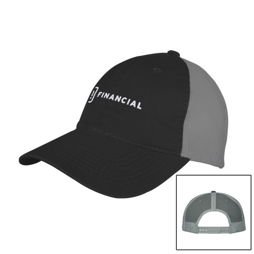 Black/Charcoal Mesh Back Unstructured Low Profile Hat-GM Financial Horizontal