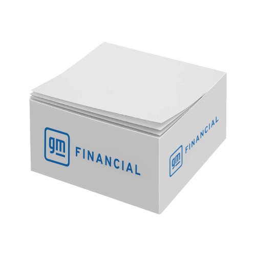 4 x 4 x 2 Half Cube Sticky Note Pad, GM Financial Flat Logo-