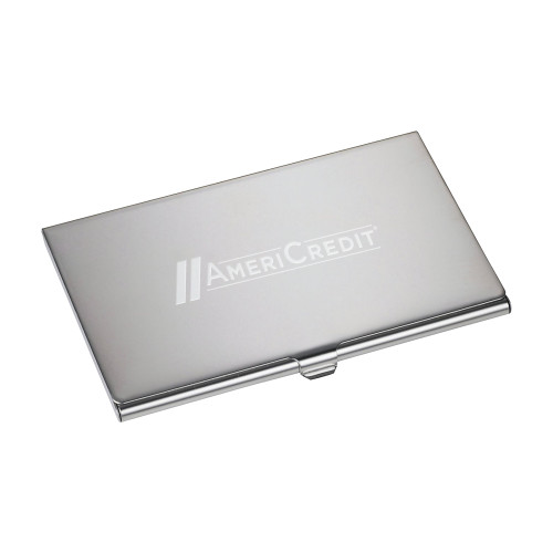 Traverse Silver Business Card Holder-AmeriCredit Engraved