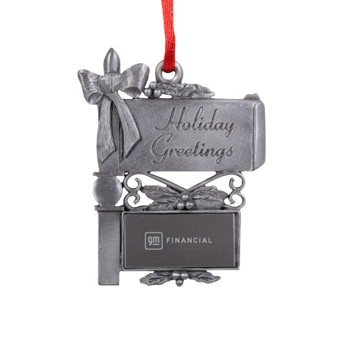 Pewter Mail Box Ornament-GM Financial Horizontal Engraved