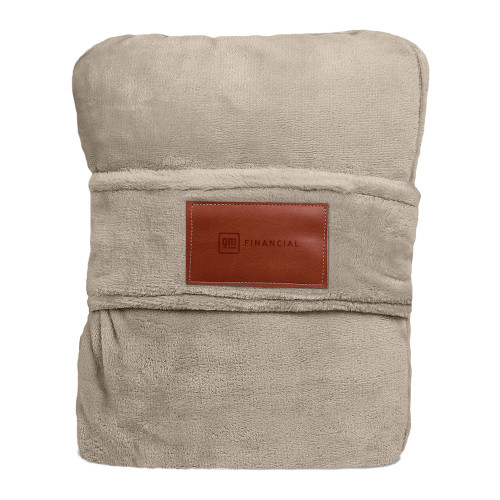 Tan Leeman Duo Travel Pillow Blanket-GM Financial Horizontal Engraved