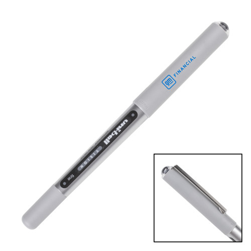 Uniball Vision Silver Barrel Black Ink Roller Ball Pen-GM Financial Logo