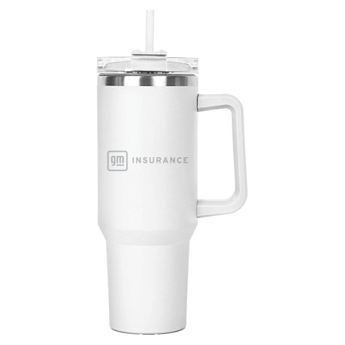 Hippo White Mug & Straw Lid with Twist Closure 40 oz-General Motors Insurance Engraved