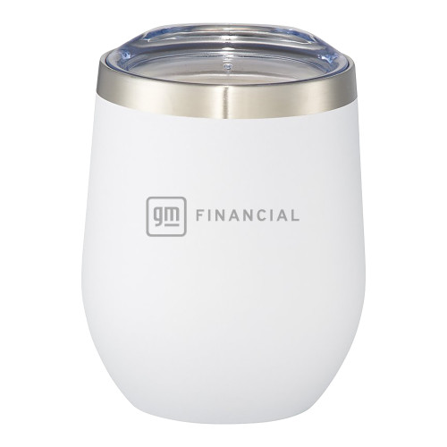 Corzo Vacuum Insulated White Cup 12oz-GM Financial Horizontal Engraved