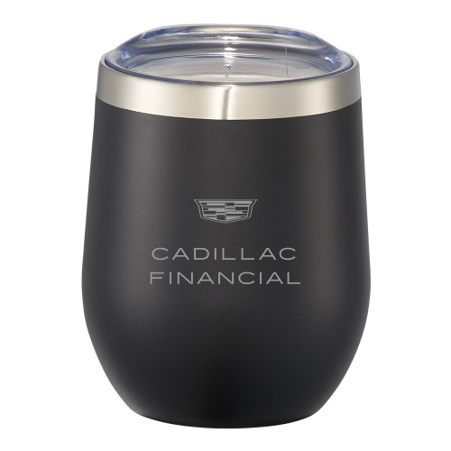Corzo Vacuum Insulated Black Cup 12oz-Cadillac Financial Engraved