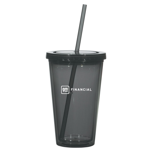 Madison Double Wall Charcoal Tumbler w/Straw 16oz-GM Financial Horizontal