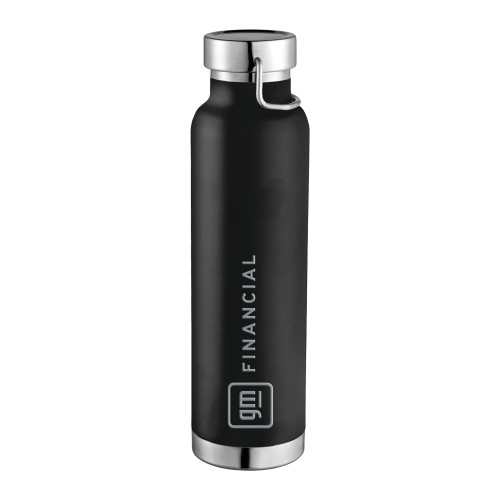Thor Copper Vacuum Insulated Black Bottle 22oz-GM Financial Horizontal Engraved