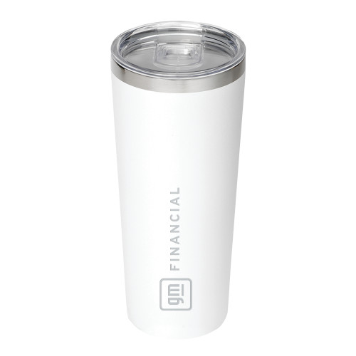 Thor Vacuum Insulated White Tumbler 22oz-GM Financial Horizontal Engraved