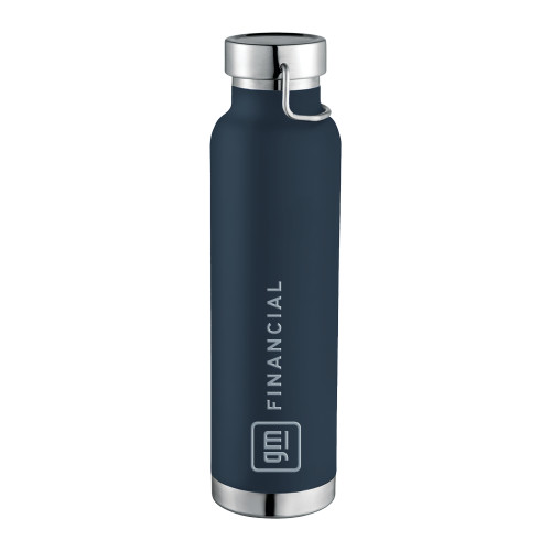 Thor Copper Vacuum Insulated Navy Bottle 22oz-GM Financial Horizontal Engraved