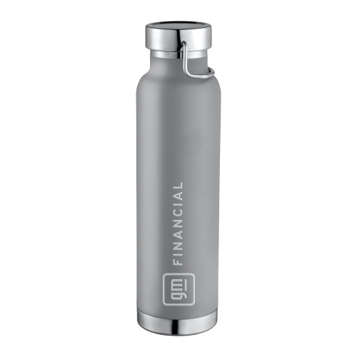 Thor Copper Vacuum Insulated Grey Bottle 22oz-GM Financial Horizontal Engraved
