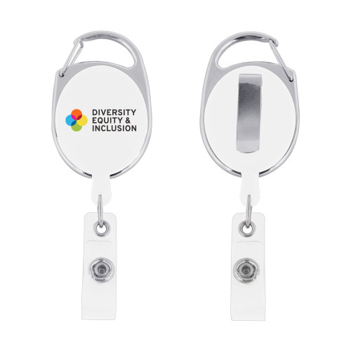 White Oval Retractable Badge Holder w/Clip-Diversity Equity and Inclusion