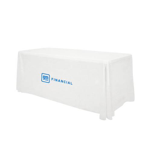 White 6 foot Table Throw-GM Financial Horizontal