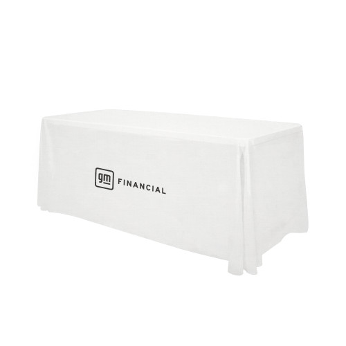 White 6 foot Table Throw-GM Financial Horizontal