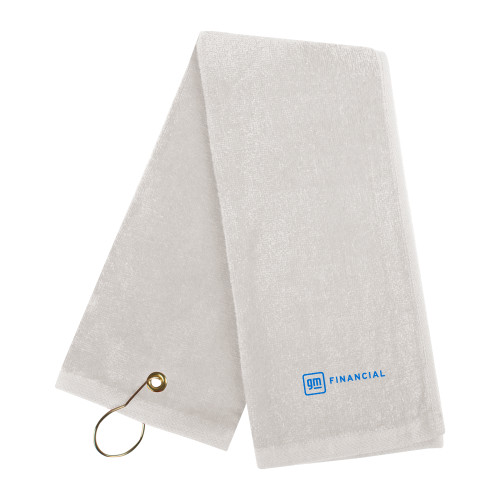 White Golf Towel-GM Financial Horizontal