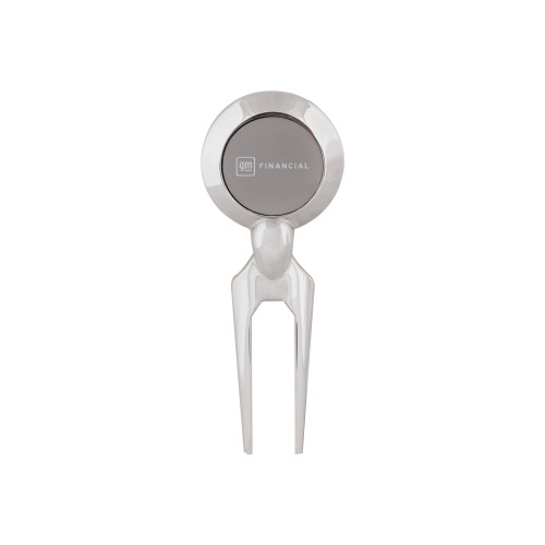 Silver Divot Tool/Ball Marker-GM Financial Horizontal Engraved