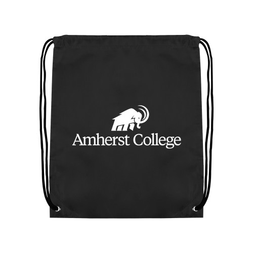  Black Drawstring Backpack - Amherst College Mammoth Lock Up Centered