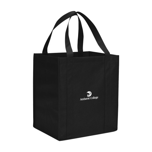  Non Woven Black Grocery Tote - Amherst College Circle Mammoth Stacked