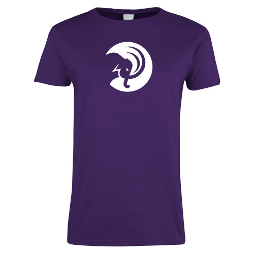 Womens Purple Short Sleeve Tee - Amherst College Circle Mammoth