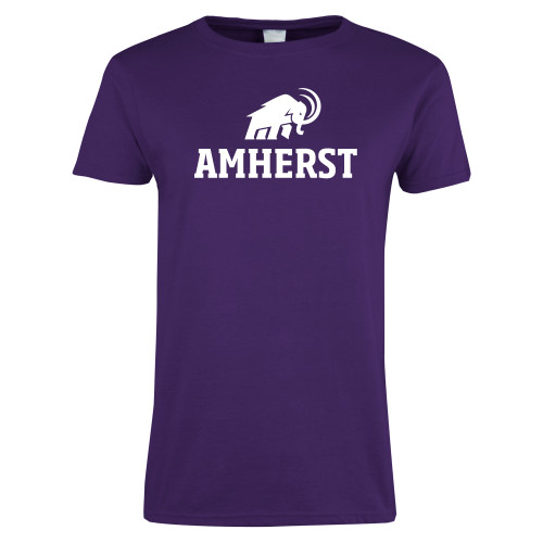  Womens Purple Short Sleeve Tee - Amherst Mammoth  Lockup