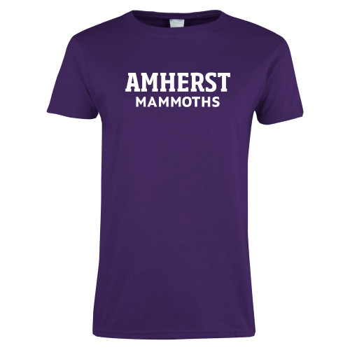  Womens Purple Short Sleeve Tee - Amherst Mammoths Stacked
