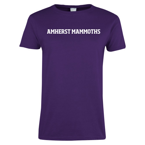  Womens Purple Short Sleeve Tee - Amherst Mammoths Flat