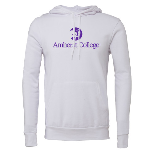  Bella + Canvas White Fleece Hood - Amherst College Circle Mammoth Stacked