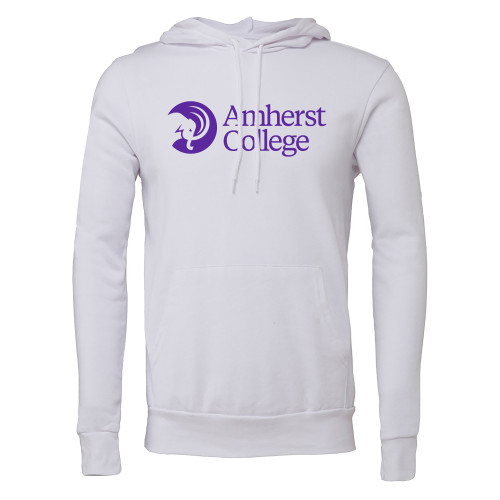  Bella + Canvas White Fleece Hood - Amherst College Circle Mammoth Horizontal