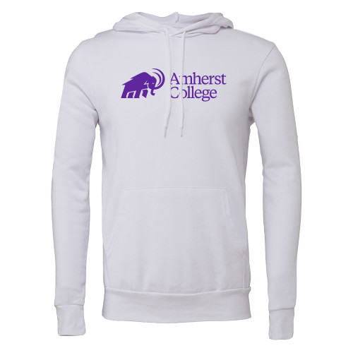  Bella + Canvas White Fleece Hood - Amherst College Mammoth Lock Up