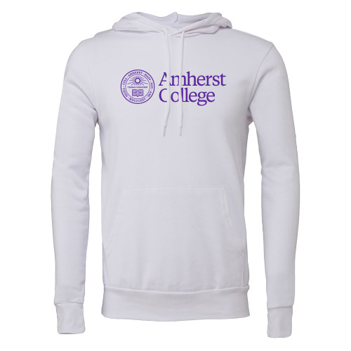  Bella + Canvas White Fleece Hood - Amherst College with Seal