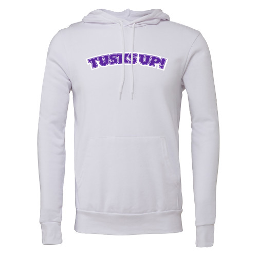  Bella + Canvas White Fleece Hood - Tusks Up Arched