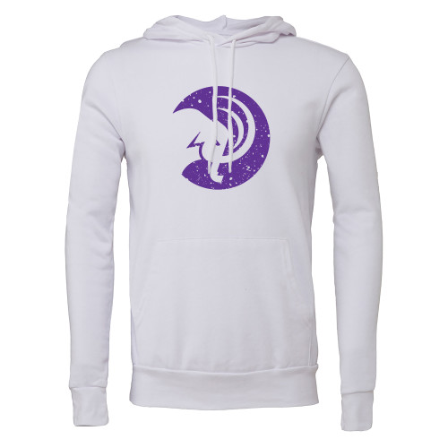  Bella + Canvas White Fleece Hood - Circle Mammoth Head Distressed