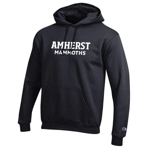  Champion Black Fleece Hoodie - Amherst Mammoths Stacked