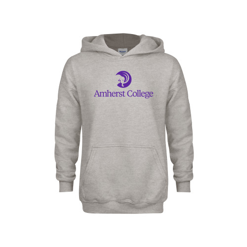  Youth Grey Fleece Hood - Amherst College Circle Mammoth Stacked
