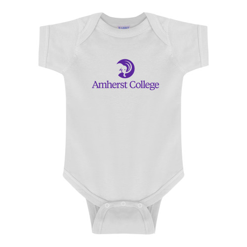  White Infant Onesie - Amherst College Circle Mammoth Stacked