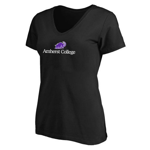  Womens Plus Black V Neck T Shirt - Mammoth Amherst College - PLUS