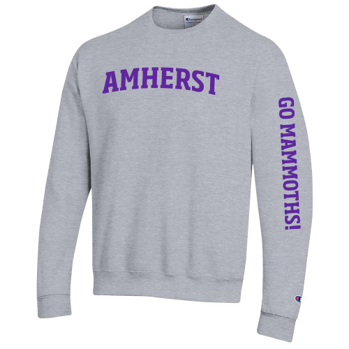  Champion Heather Grey Fleece Crew - Amherst Arched